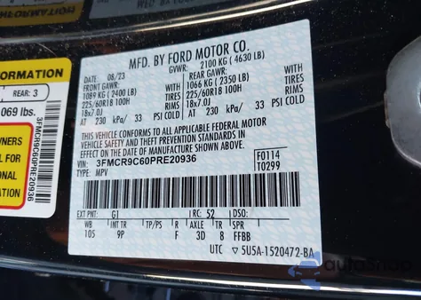 2023 Ford Bronco Sport Outer Banks from USA, damaged, VIN 3FMCR9C60PRE20936